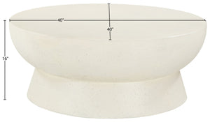 Meridian Furniture Avaya Art Deco Square Fiberglass Coffee Table for Indoor Outdoor Patio and Living Room Use Cream 40" W x 40" D x 16" H 99042Cream-CT