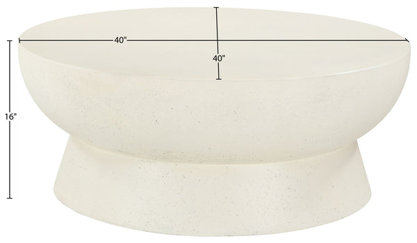 Meridian Furniture Avaya Art Deco Square Fiberglass Coffee Table for Indoor Outdoor Patio and Living Room Use Cream 40" W x 40" D x 16" H 99042Cream-CT