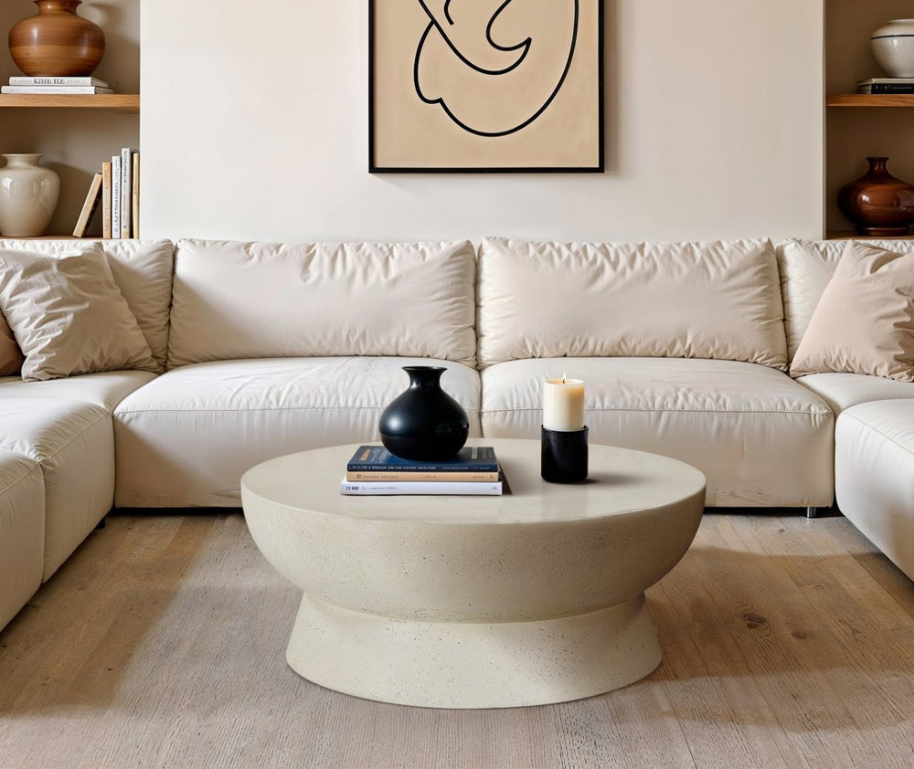 Meridian Furniture Avaya Art Deco Square Fiberglass Coffee Table for Indoor Outdoor Patio and Living Room Use Cream 40" W x 40" D x 16" H 99042Cream-CT
