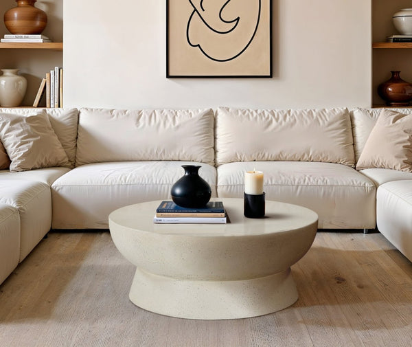 Meridian Furniture Avaya Art Deco Square Fiberglass Coffee Table for Indoor Outdoor Patio and Living Room Use Cream 40" W x 40" D x 16" H 99042Cream-CT