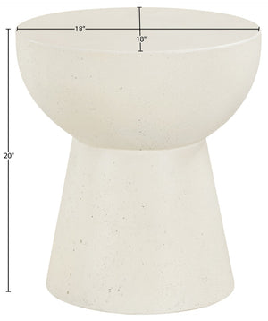Meridian Furniture Avaya Art Deco Sculptural Pedestal End Table Concrete Fiberglass Indoor Outdoor Use 99042Cream-ET