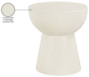 Meridian Furniture Avaya Art Deco Sculptural Pedestal End Table Concrete Fiberglass Indoor Outdoor Use 99042Cream-ET