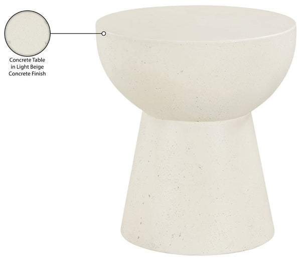 Meridian Furniture Avaya Art Deco Sculptural Pedestal End Table Concrete Fiberglass Indoor Outdoor Use 99042Cream-ET