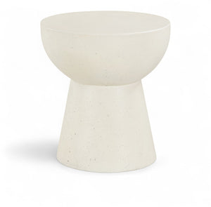 Meridian Furniture Avaya Art Deco Sculptural Pedestal End Table Concrete Fiberglass Indoor Outdoor Use 99042Cream-ET