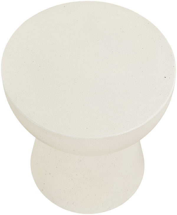 Meridian Furniture Avaya Art Deco Sculptural Pedestal End Table Concrete Fiberglass Indoor Outdoor Use 99042Cream-ET