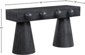 Meridian Furniture Bracciano Art Deco Oak Veneer Console Table with Sculptural Carved Grooves for Stylish Entryway Black 99043Black-T