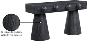 Meridian Furniture Bracciano Art Deco Oak Veneer Console Table with Sculptural Carved Grooves for Stylish Entryway Black 99043Black-T