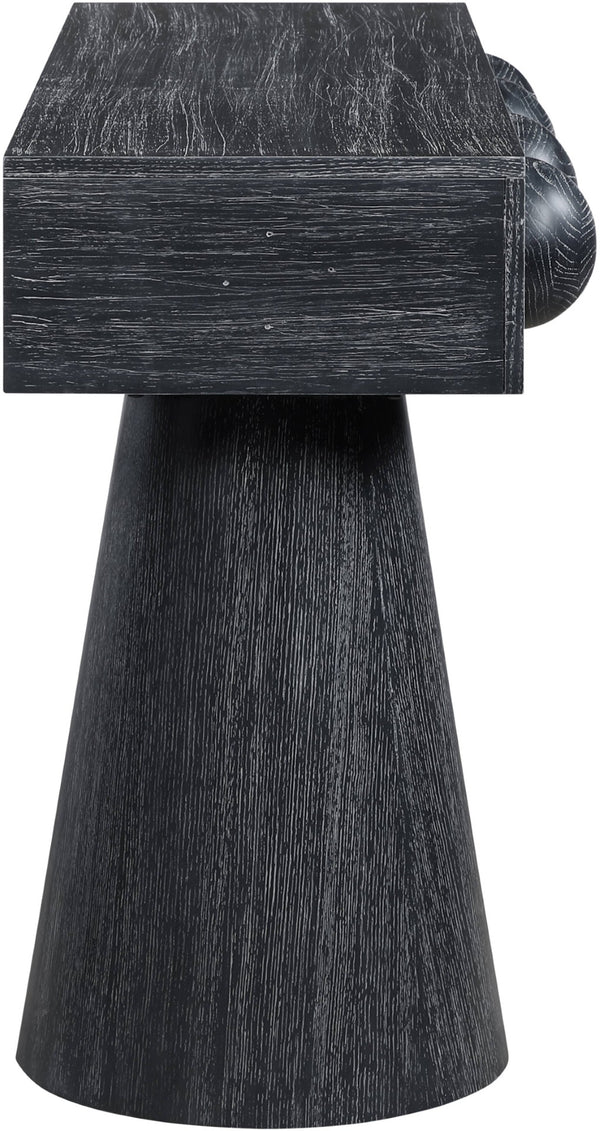 Meridian Furniture Bracciano Art Deco Oak Veneer Console Table with Sculptural Carved Grooves for Stylish Entryway Black 99043Black-T