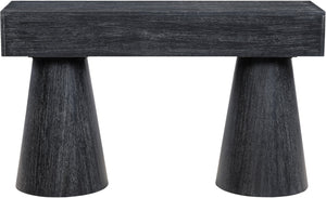Meridian Furniture Bracciano Art Deco Oak Veneer Console Table with Sculptural Carved Grooves for Stylish Entryway Black 99043Black-T
