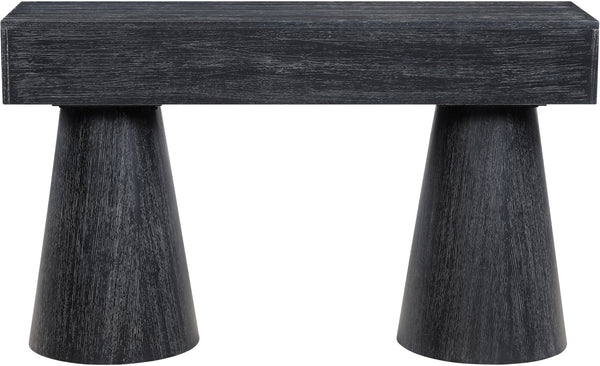 Meridian Furniture Bracciano Art Deco Oak Veneer Console Table with Sculptural Carved Grooves for Stylish Entryway Black 99043Black-T