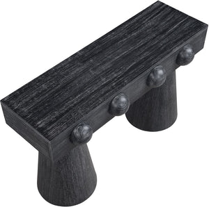 Meridian Furniture Bracciano Art Deco Oak Veneer Console Table with Sculptural Carved Grooves for Stylish Entryway Black 99043Black-T