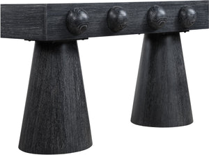 Meridian Furniture Bracciano Art Deco Oak Veneer Console Table with Sculptural Carved Grooves for Stylish Entryway Black 99043Black-T