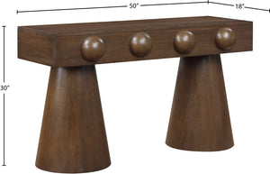 Meridian Furniture Bracciano Art Deco Oak Veneer Console Table with Sculptural Carved Grooves for Stylish Entryway Brown 99043Brown-T