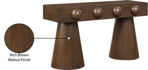 Meridian Furniture Bracciano Art Deco Oak Veneer Console Table with Sculptural Carved Grooves for Stylish Entryway Brown 99043Brown-T