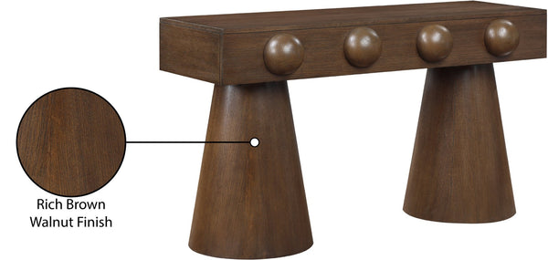 Meridian Furniture Bracciano Art Deco Oak Veneer Console Table with Sculptural Carved Grooves for Stylish Entryway Brown 99043Brown-T