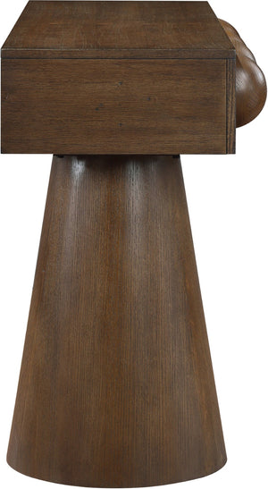 Meridian Furniture Bracciano Art Deco Oak Veneer Console Table with Sculptural Carved Grooves for Stylish Entryway Brown 99043Brown-T