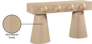 Meridian Furniture Bracciano Art Deco Oak Veneer Console Table with Sculptural Carved Grooves for Stylish Entryway Natural 99043Oak-T