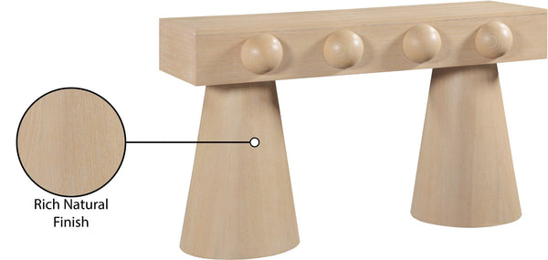 Meridian Furniture Bracciano Art Deco Oak Veneer Console Table with Sculptural Carved Grooves for Stylish Entryway Natural 99043Oak-T