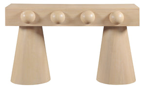 Meridian Furniture Bracciano Art Deco Oak Veneer Console Table with Sculptural Carved Grooves for Stylish Entryway Natural 99043Oak-T