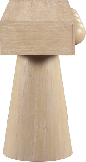Meridian Furniture Bracciano Art Deco Oak Veneer Console Table with Sculptural Carved Grooves for Stylish Entryway Natural 99043Oak-T