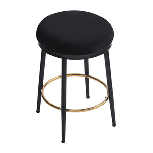English Elm Christopher Knight Home® - 24.75'' Modern Counter Stools Set Of 4 - Chic Black Velvet & Iron Frame With Gold Footrest For Style! N780P189729B-2
