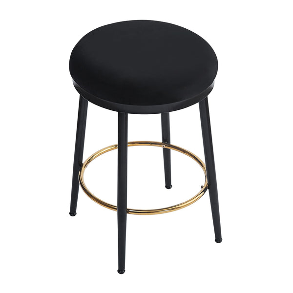 English Elm Christopher Knight Home® - 24.75'' Modern Counter Stools Set Of 4 - Chic Black Velvet & Iron Frame With Gold Footrest For Style! N780P189729B-2