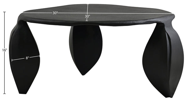 Meridian Furniture Pueblo Sculptural Aluminum Coffee Table Art Deco Curves Powder Coated Living Room Accent Black 99044Black-CT