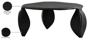 Meridian Furniture Pueblo Sculptural Aluminum Coffee Table Art Deco Curves Powder Coated Living Room Accent Black 99044Black-CT
