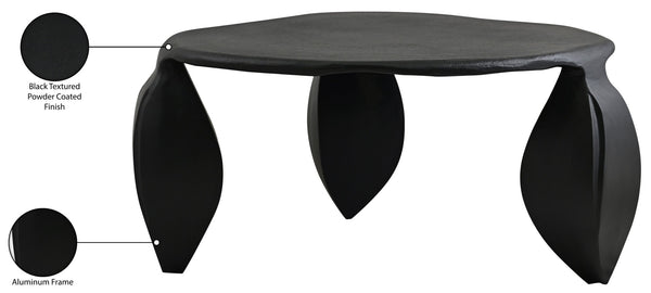 Meridian Furniture Pueblo Sculptural Aluminum Coffee Table Art Deco Curves Powder Coated Living Room Accent Black 99044Black-CT