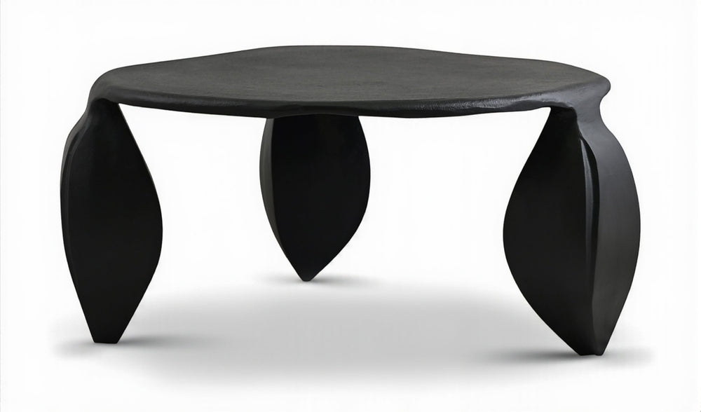 Meridian Furniture Pueblo Sculptural Aluminum Coffee Table Art Deco Curves Powder Coated Living Room Accent Black 99044Black-CT