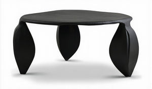 Meridian Furniture Pueblo Sculptural Aluminum Coffee Table Art Deco Curves Powder Coated Living Room Accent Black 99044Black-CT