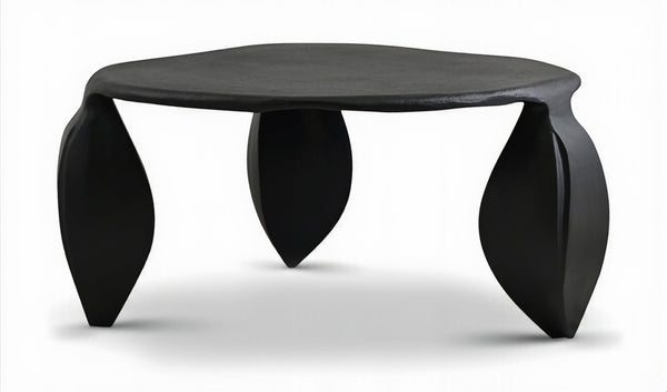 Meridian Furniture Pueblo Sculptural Aluminum Coffee Table Art Deco Curves Powder Coated Living Room Accent Black 99044Black-CT