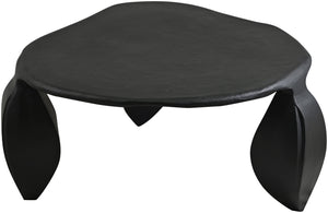 Meridian Furniture Pueblo Sculptural Aluminum Coffee Table Art Deco Curves Powder Coated Living Room Accent Black 99044Black-CT