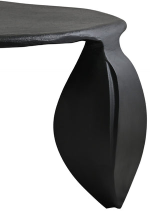 Meridian Furniture Pueblo Sculptural Aluminum Coffee Table Art Deco Curves Powder Coated Living Room Accent Black 99044Black-CT