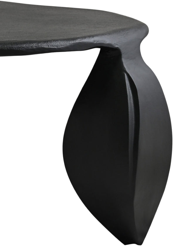 Meridian Furniture Pueblo Sculptural Aluminum Coffee Table Art Deco Curves Powder Coated Living Room Accent Black 99044Black-CT