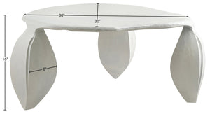 Meridian Furniture Pueblo Sculptural Aluminum Coffee Table Art Deco Curves Powder Coated Living Room Accent Cream 99044Cream-CT