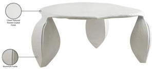 Meridian Furniture Pueblo Sculptural Aluminum Coffee Table Art Deco Curves Powder Coated Living Room Accent Cream 99044Cream-CT