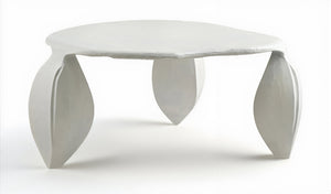 Meridian Furniture Pueblo Sculptural Aluminum Coffee Table Art Deco Curves Powder Coated Living Room Accent Cream 99044Cream-CT
