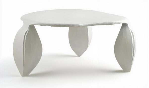 Meridian Furniture Pueblo Sculptural Aluminum Coffee Table Art Deco Curves Powder Coated Living Room Accent Cream 99044Cream-CT