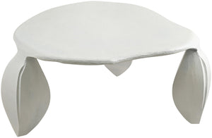 Meridian Furniture Pueblo Sculptural Aluminum Coffee Table Art Deco Curves Powder Coated Living Room Accent Cream 99044Cream-CT