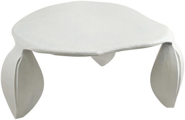 Meridian Furniture Pueblo Sculptural Aluminum Coffee Table Art Deco Curves Powder Coated Living Room Accent Cream 99044Cream-CT
