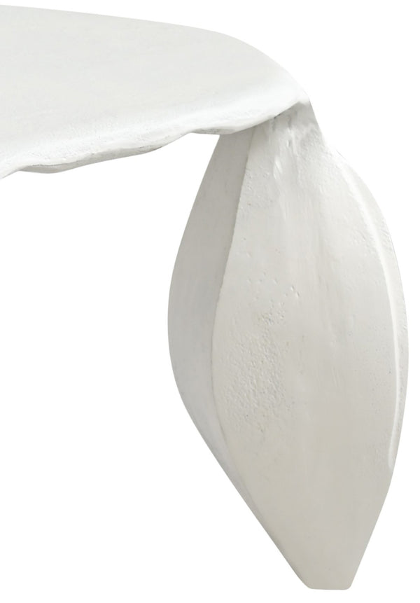 Meridian Furniture Pueblo Sculptural Aluminum Coffee Table Art Deco Curves Powder Coated Living Room Accent Cream 99044Cream-CT