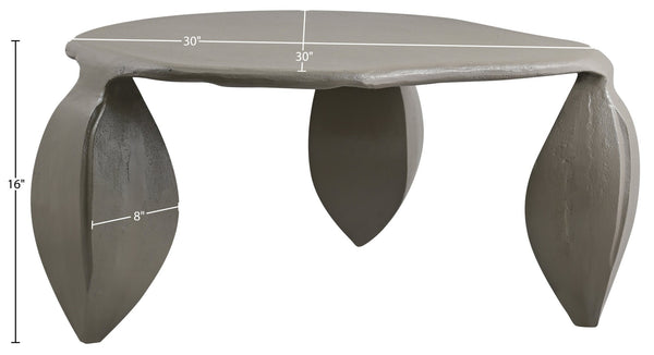 Meridian Furniture Pueblo Sculptural Aluminum Coffee Table Art Deco Curves Powder Coated Living Room Accent Taupe 99044Taupe-CT