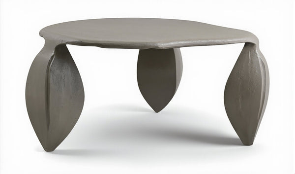 Meridian Furniture Pueblo Sculptural Aluminum Coffee Table Art Deco Curves Powder Coated Living Room Accent Taupe 99044Taupe-CT