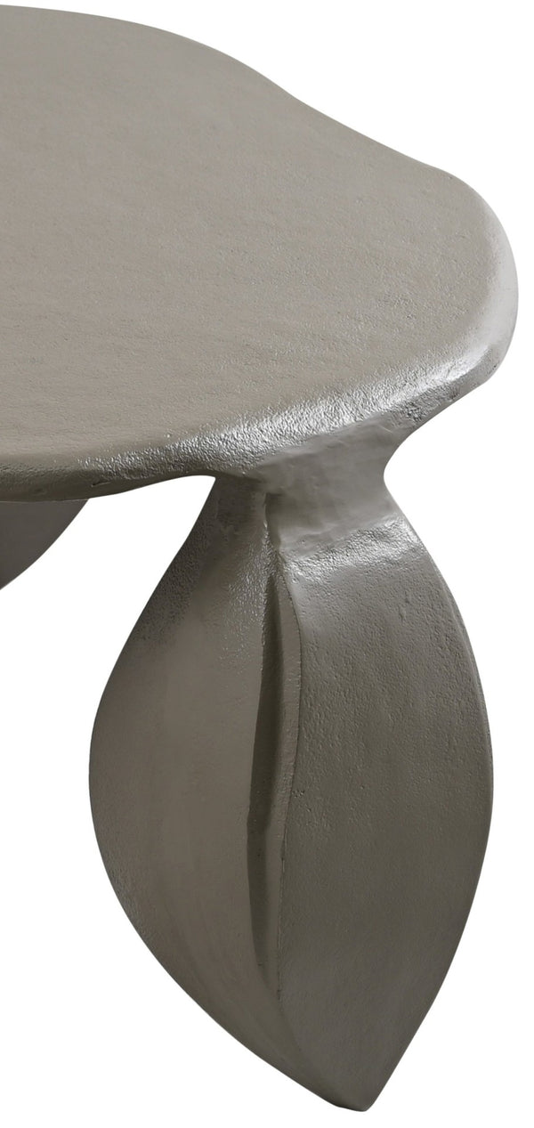 Meridian Furniture Pueblo Sculptural Aluminum Coffee Table Art Deco Curves Powder Coated Living Room Accent Taupe 99044Taupe-CT