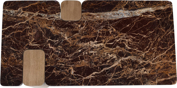 Meridian Furniture Ravenna Genuine Stone Top Coffee Table with Art Deco Oak Wood Base for Living Rooms Burgundy Genuine Marble - A 99045Cherry-CT