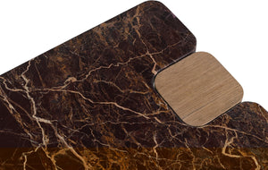 Meridian Furniture Ravenna Genuine Marble Top Oak Base Side Table with Art Deco Sculptural Form 99045Cherry-ET