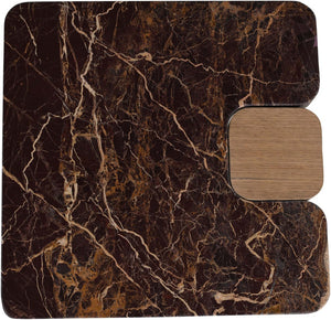 Meridian Furniture Ravenna Genuine Marble Top Oak Base Side Table with Art Deco Sculptural Form 99045Cherry-ET