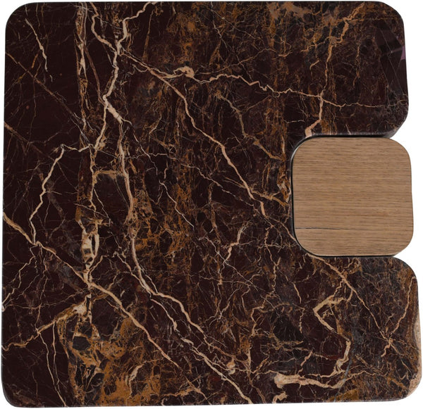 Meridian Furniture Ravenna Genuine Marble Top Oak Base Side Table with Art Deco Sculptural Form 99045Cherry-ET