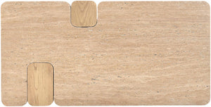 Meridian Furniture Ravenna Genuine Stone Top Coffee Table with Art Deco Oak Wood Base for Living Rooms Natural Genuine Travertine - B 99046Travertine-CT